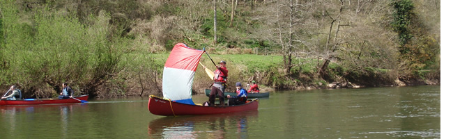 Canoe sailing on the Wye
